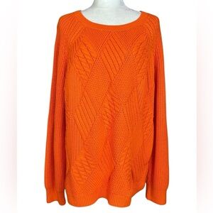 NEW Talbots Chunky Cable Knit Sweater 2X Colorful Autum layering Cozy Pullover